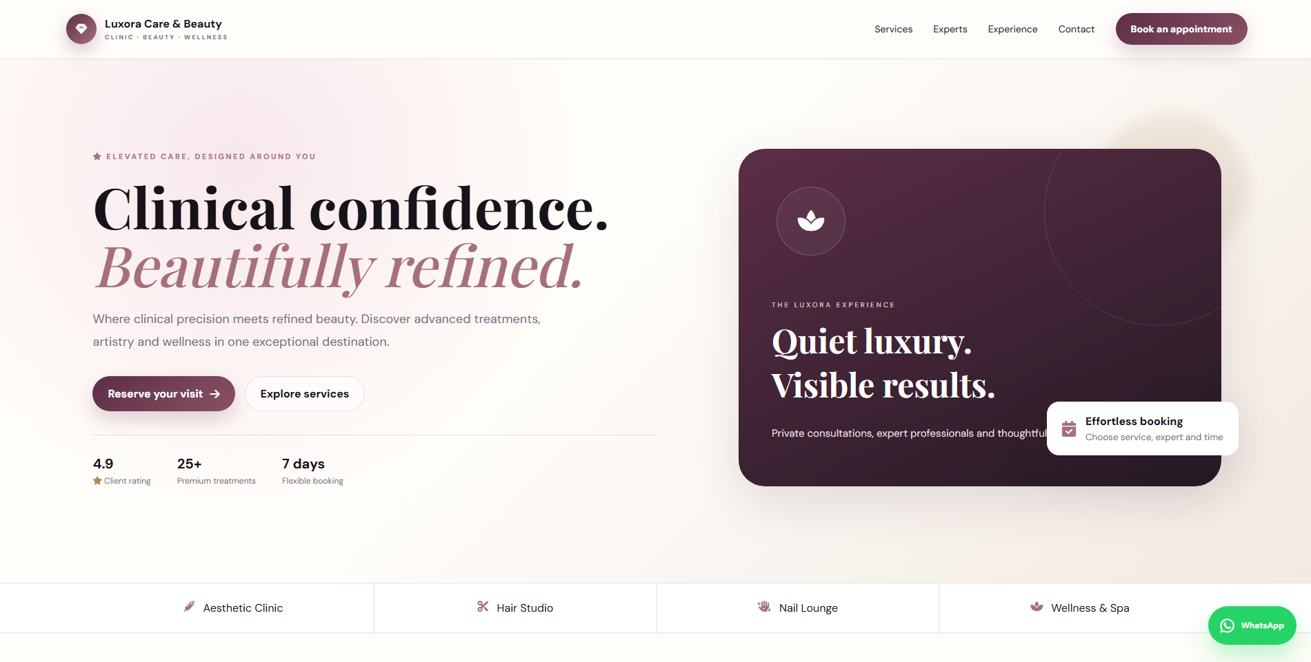 Clinic & Salon website preview